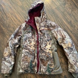 Women’s field & stream camo hunting cold weather zip up jacket size medium